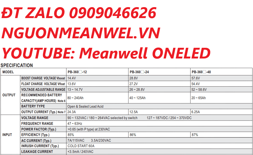 Báo Giá Bộ Nguồn Meanwell PB-360P-48