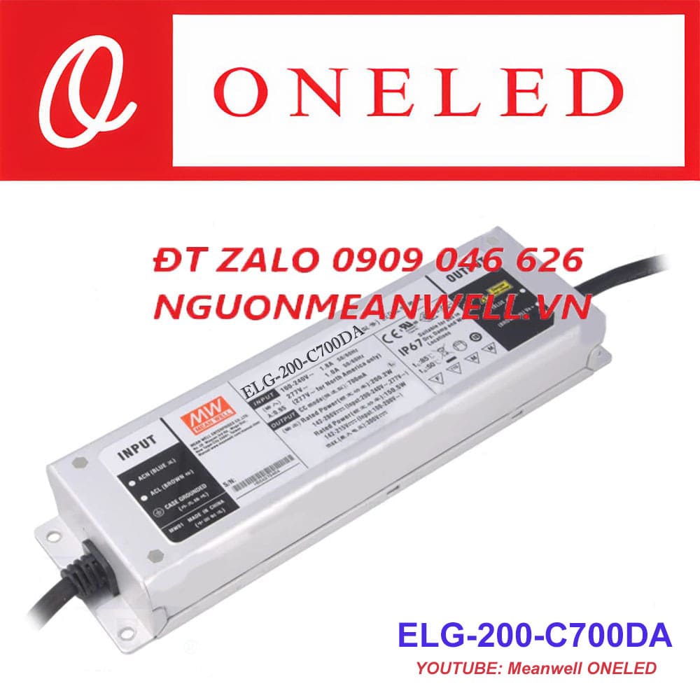 Báo Giá Bộ Nguồn Meanwell ELG-200-C700DA Báo Giá Bộ Nguồn Meanwell ELG-200-C700DA
