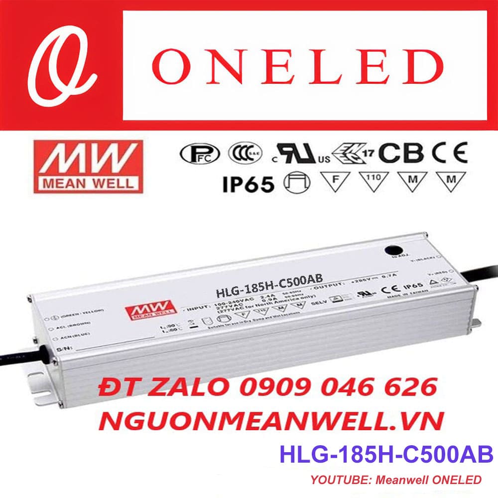 Báo Giá Bộ Nguồn Meanwell HLG-185H-C500AB Báo Giá Bộ Nguồn Meanwell HLG-185H-C500AB