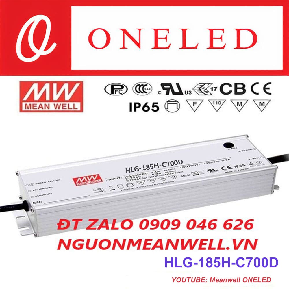 Báo Giá Bộ Nguồn Meanwell HLG-185H-C700D Báo Giá Bộ Nguồn Meanwell HLG-185H-C700D