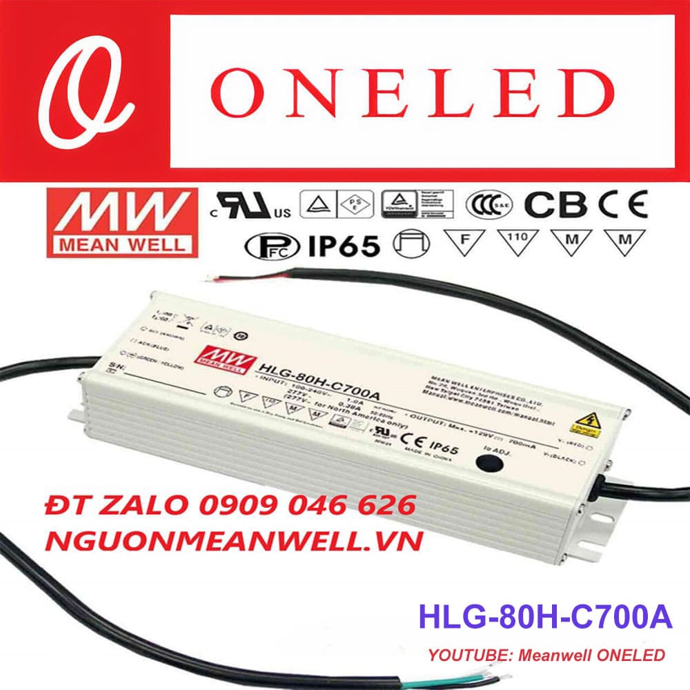 Báo Giá Bộ Nguồn Meanwell HLG-80H-C700A Báo Giá Bộ Nguồn Meanwell HLG-80H-C700A