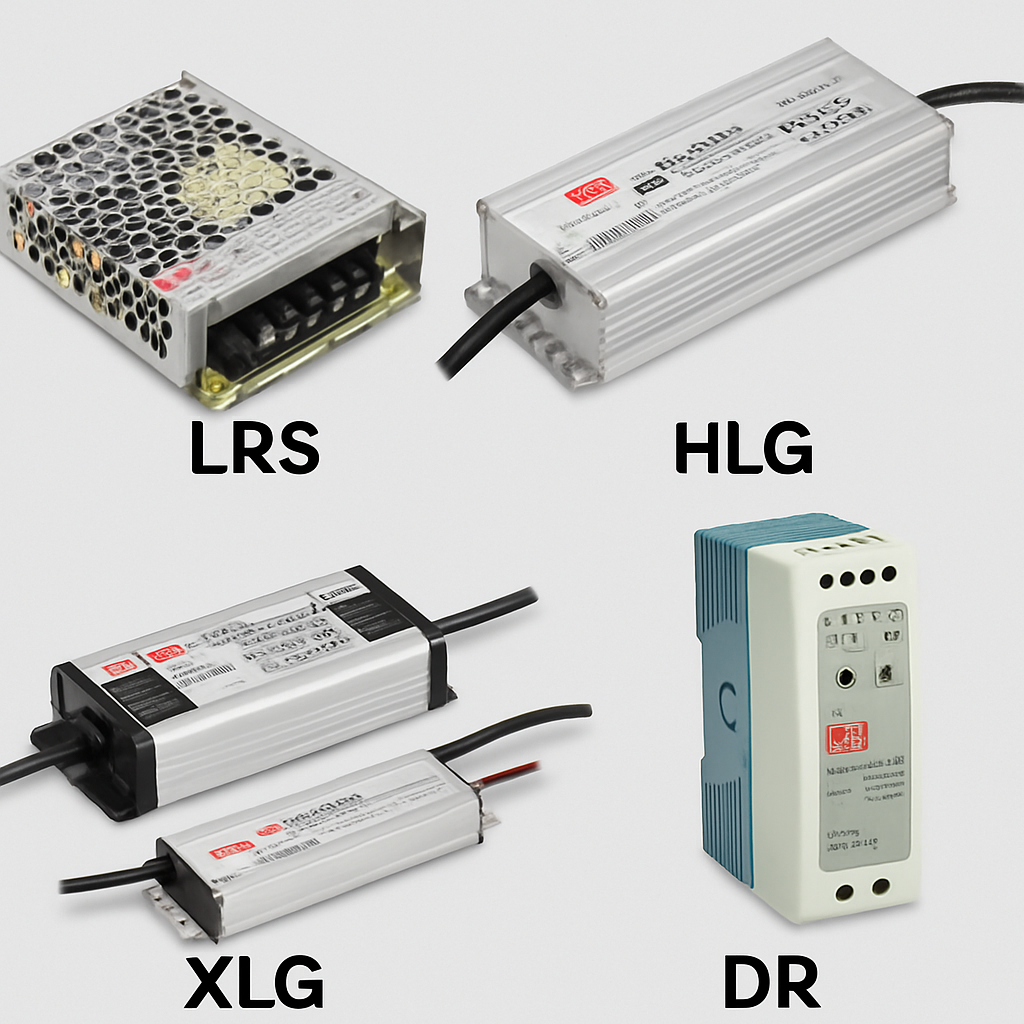 🔍 So sánh các dòng nguồn MEAN WELL: LRS, HLG, XLG, ELG, DR
